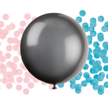 Load image into Gallery viewer, Black Giant Gender Reveal Latex Balloon with Confetti, 24&quot;
