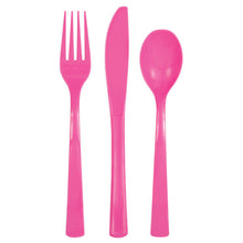 Load image into Gallery viewer, Hot Pink Solid Assorted Plastic Cutlery, 18ct
