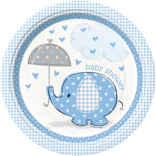 Load image into Gallery viewer, Umbrellaphants Blue Round 9&quot; Dinner Plates - 8ct
