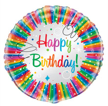 Load image into Gallery viewer, Rainbow Ribbons Birthday Round Foil Balloon 18&quot;
