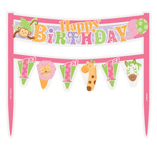 Load image into Gallery viewer, Pink Safari 1st Birthday Paper Cake Banner
