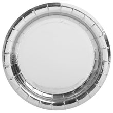 Load image into Gallery viewer, Silver Foil Round 7&quot; Dessert Plates, 8ct - Foil Board
