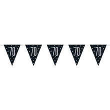 Load image into Gallery viewer, Age &quot;70&quot; Glitz Black &amp; Silver Prismatic Plastic Flag Banner (9ft)
