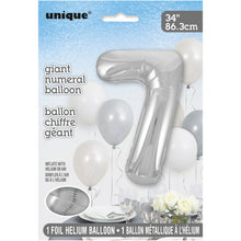 Load image into Gallery viewer, Silver Number 7 Shaped Foil Balloon 34&quot;
