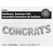 Load image into Gallery viewer, Silver Congrats Foil Letter Balloon Banner Kit, 14&quot;
