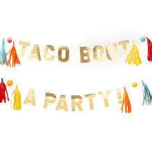 Load image into Gallery viewer, Gold Taco Party Pompom and Tassel Party Bunting
