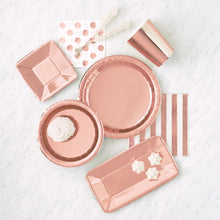 Load image into Gallery viewer, Rose Gold Foil Square 5&quot; Appetizer Plates, 8ct - Foil Board
