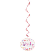 Load image into Gallery viewer, Pink Bunting Christening Hanging Swirl Decorations, 26&quot;, 3ct
