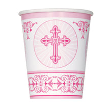 Load image into Gallery viewer, Pink Radiant Cross 9oz Paper Cups, 8ct
