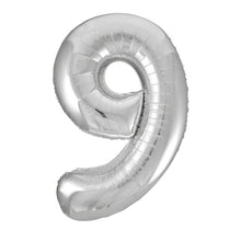 Load image into Gallery viewer, Silver Number 9 Shaped Foil Balloon 34&quot;
