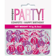 Load image into Gallery viewer, Birthday Pink Glitz Number 21 Confetti, .5oz
