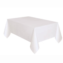 Load image into Gallery viewer, White Solid Rectangular Plastic Table Cover, 54&quot;x108&quot;
