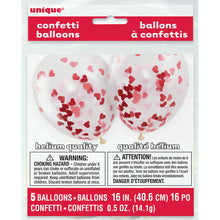 Load image into Gallery viewer, Clear Latex Balloons with Heart-Shaped Confetti 16&quot;, 5ct
