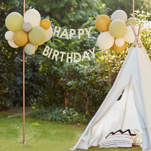 Load image into Gallery viewer, Ginger Ray Green, Grey, Sand &amp; Gold Chrome Happy Birthday Balloon Bunting
