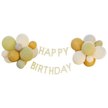 Load image into Gallery viewer, Ginger Ray Green, Grey, Sand &amp; Gold Chrome Happy Birthday Balloon Bunting
