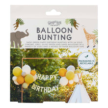 Load image into Gallery viewer, Ginger Ray Green, Grey, Sand &amp; Gold Chrome Happy Birthday Balloon Bunting
