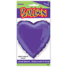 Load image into Gallery viewer, Solid Heart Foil Balloon 18&quot;, Packaged - Deep Purple

