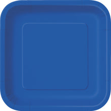 Load image into Gallery viewer, Royal Blue Solid FSC Square 9&quot; Dinner Plates, 14ct
