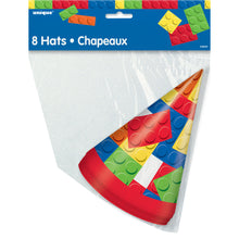 Load image into Gallery viewer, Building Blocks Birthday Party Hats, 8ct
