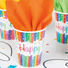 Load image into Gallery viewer, Rainbow Ribbons Birthday 9oz FSC Paper Cups, 8ct
