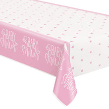 Load image into Gallery viewer, Pink Hearts Baby Shower Rectangular Plastic Table Cover, 54&quot;x84&quot;

