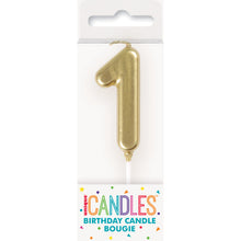 Load image into Gallery viewer, Mini Gold Number 1 Pick Birthday Candle
