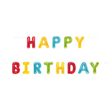 Load image into Gallery viewer, Happy Balloon Birthday Paper Letter Banner, 9 ft, 2pc
