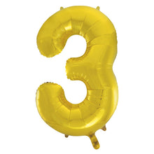 Load image into Gallery viewer, Gold Number 3 Shaped Foil Balloon 34&quot;
