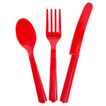 Load image into Gallery viewer, Ruby Red Solid Assorted Plastic Cutlery, 18ct
