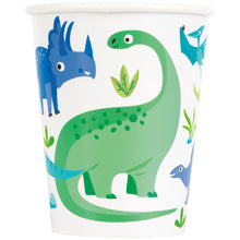 Load image into Gallery viewer, Blue &amp; Green Dinosaur 9oz FSC Paper Cups, 8ct
