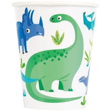 Load image into Gallery viewer, Blue &amp; Green Dinosaur 9oz FSC Paper Cups, 8ct
