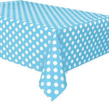 Load image into Gallery viewer, Powder Blue Dots Rectangular Plastic Table Cover, 54&quot;x108&quot;
