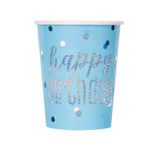 Load image into Gallery viewer, Birthday Blue Glitz Prismatic 9oz Paper Cups, 8ct
