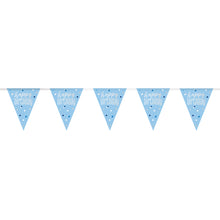 Load image into Gallery viewer, &quot;Happy Birthday&quot; Glitz Blue &amp; Silver Prismatic Plastic Flag Banner (9ft)
