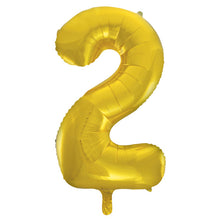 Load image into Gallery viewer, Gold Number 2 Shaped Foil Balloon 34&quot;

