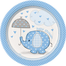 Load image into Gallery viewer, Umbrellaphants Blue Round 7&quot; Dessert Plates, 8ct
