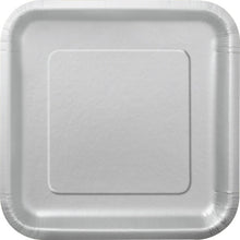 Load image into Gallery viewer, Matte Silver Solid FSC Square 9&quot; Dinner Plates, 14ct
