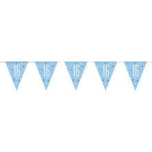 Load image into Gallery viewer, Age &quot;16&quot; Glitz Blue &amp; Silver Prismatic Plastic Flag Banner (9ft)
