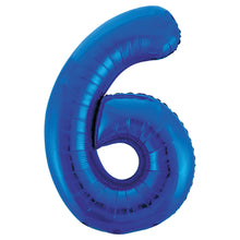 Load image into Gallery viewer, Blue Number 6 Shaped Foil Balloon 34&quot;
