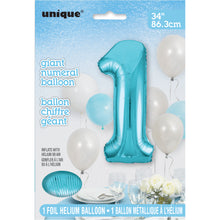 Load image into Gallery viewer, Powder Blue Number 1 Shaped Foil Balloon 34&quot;
