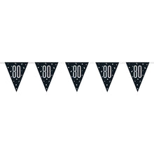 Load image into Gallery viewer, Age &quot;80&quot; Glitz Black &amp; Silver Prismatic Plastic Flag Banner (9ft)
