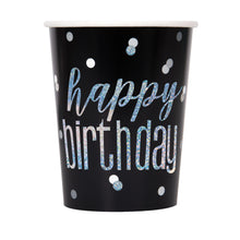Load image into Gallery viewer, Birthday Black prismatic  Glitz 9oz Paper Cups, 8ct
