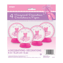 Load image into Gallery viewer, Pink Ballerina Mini Honeycomb Decorations, 4ct
